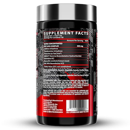 Nutrex Lipo-6 Black Ultra Concentrate liqui-capsules delivering a fast-acting metabolism boost.