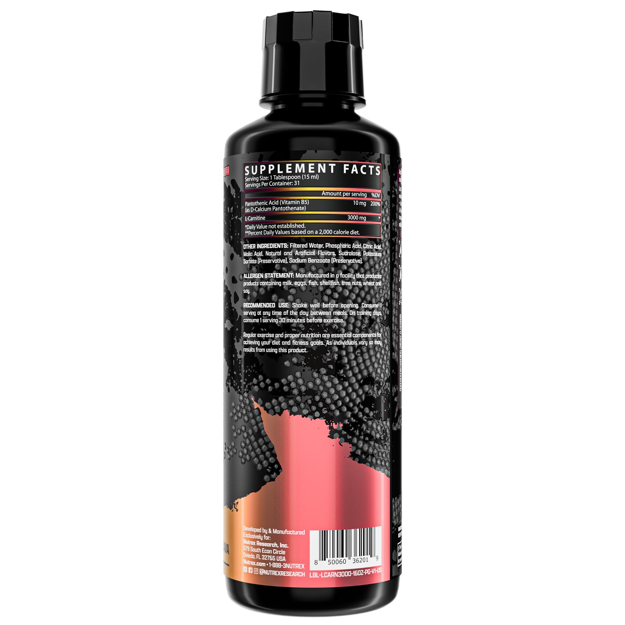 Nutrex Liquid Carnitine 3000 mixes easily with pre-workout drinks