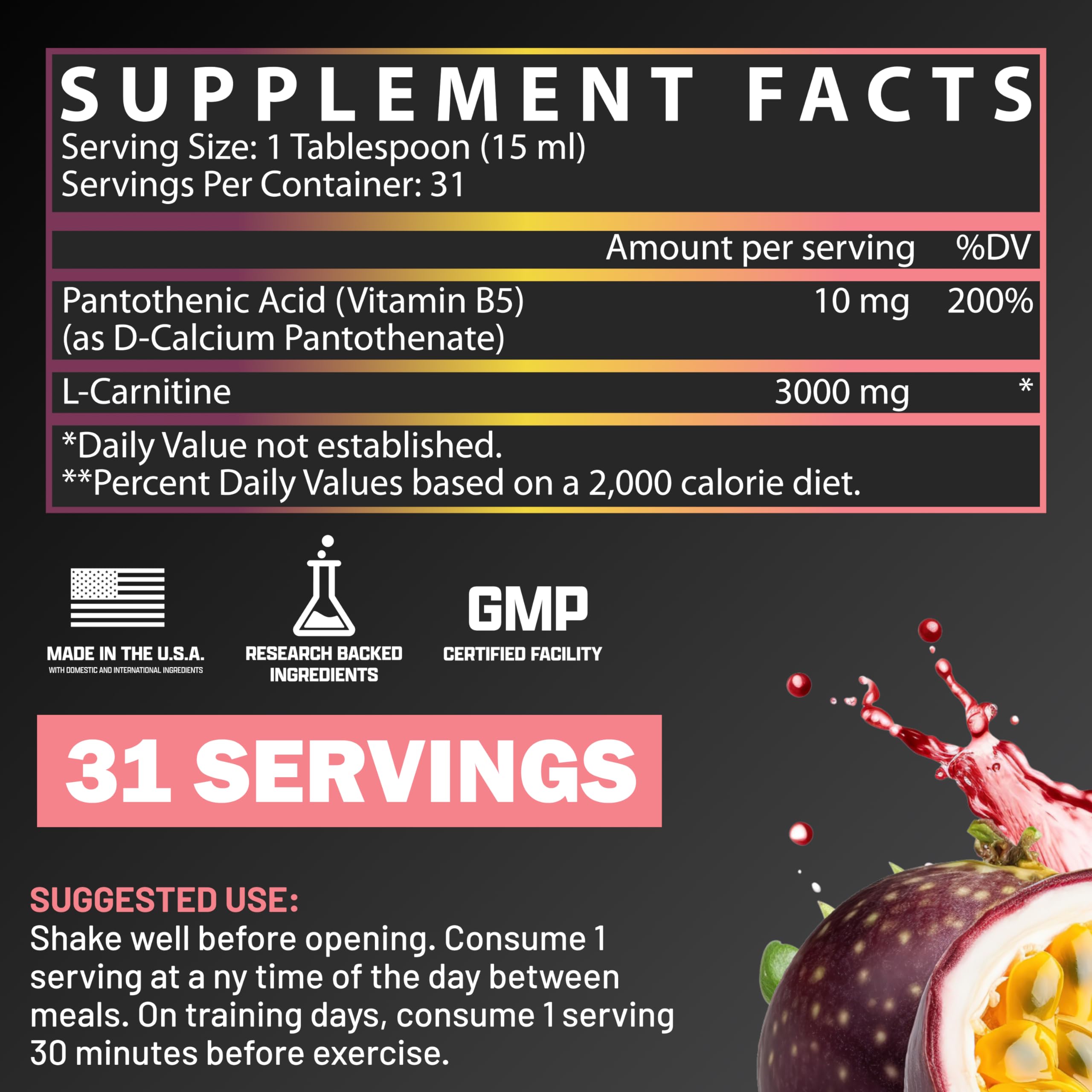 Nutrex Research liquid carnitine being poured into a glass for fast absorption during workouts