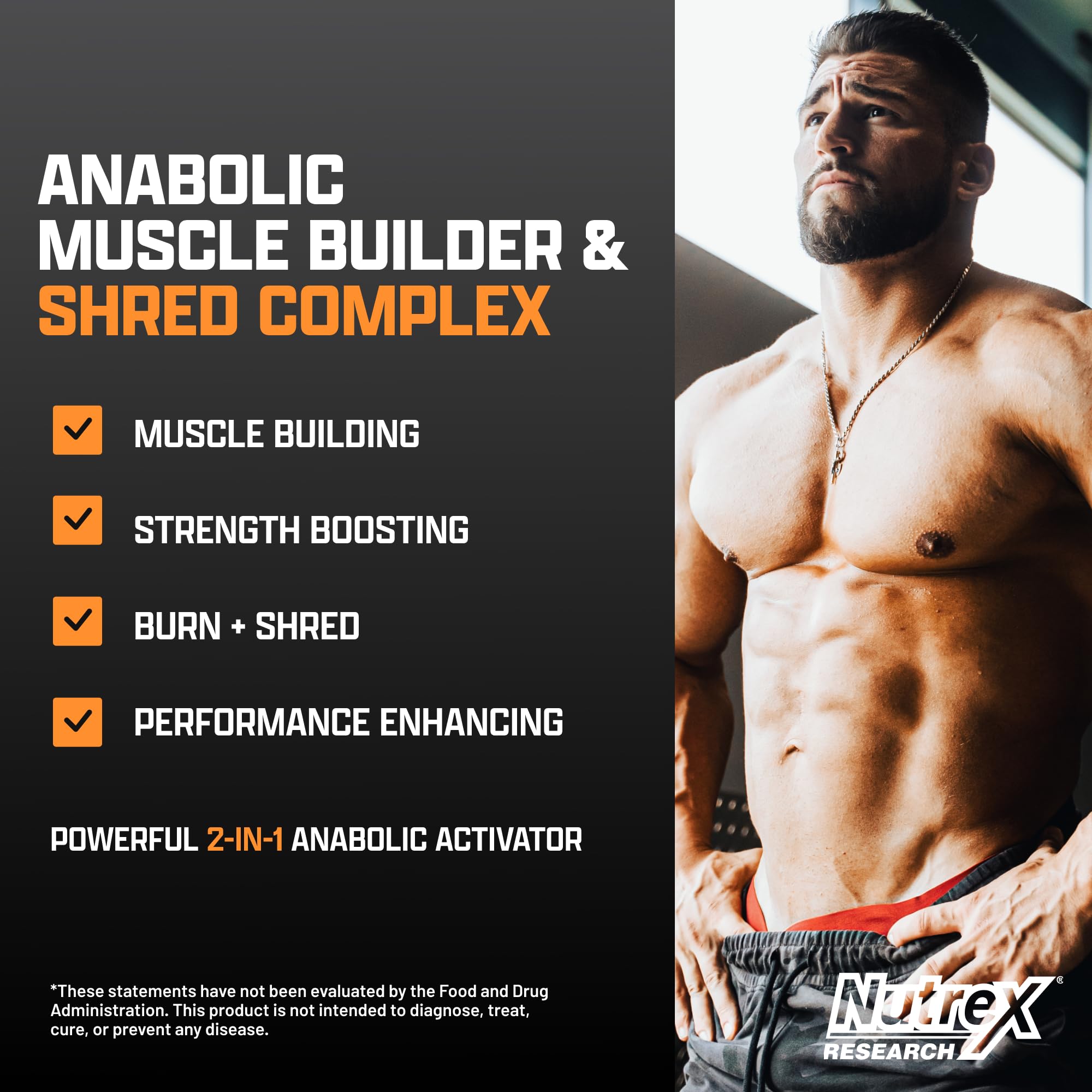 Nutrex Research Anabol Ripped bottle back with usage and benefits