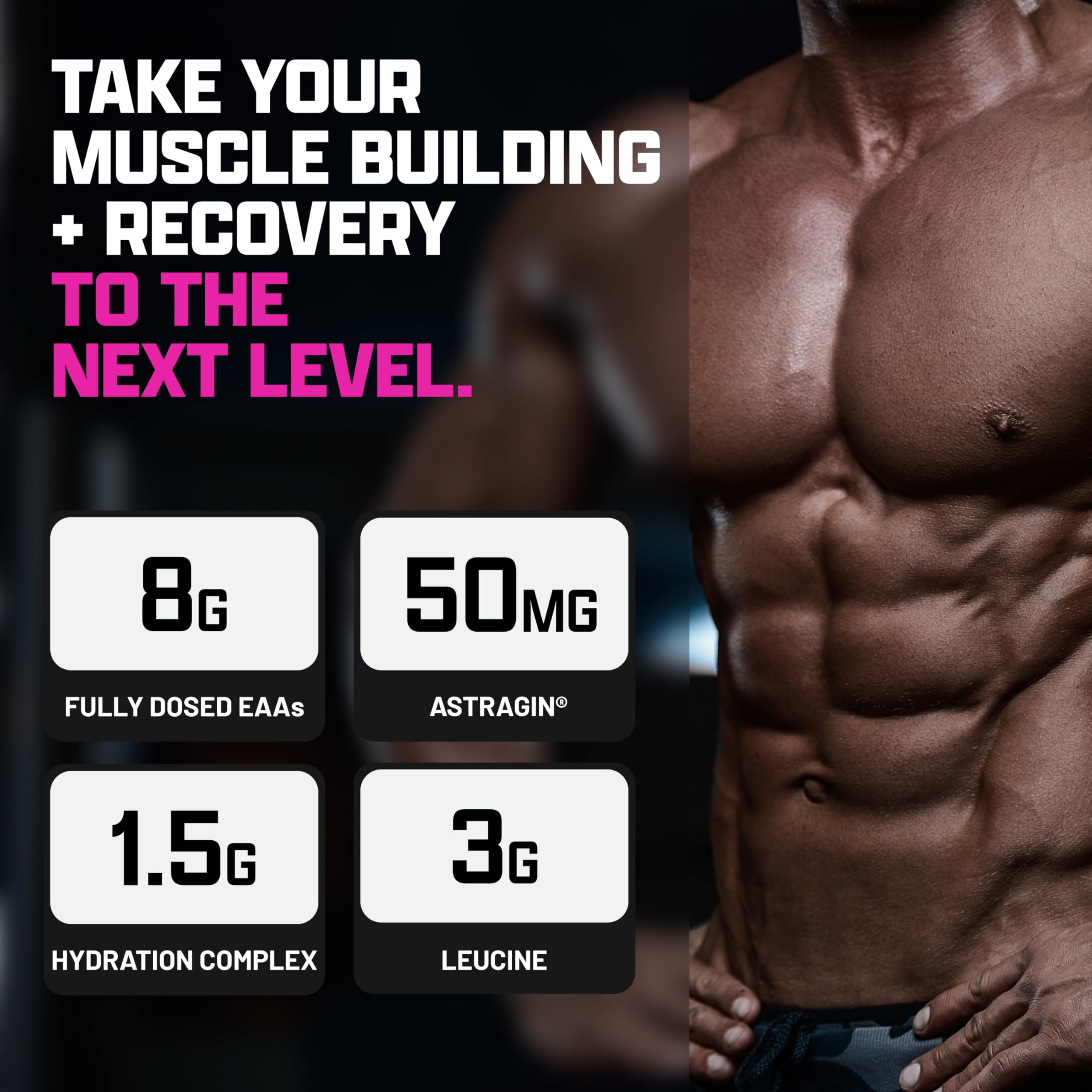 Nutrex Research EAA Hydration strawberry watermelon drink highlighting flavor and zero sugar