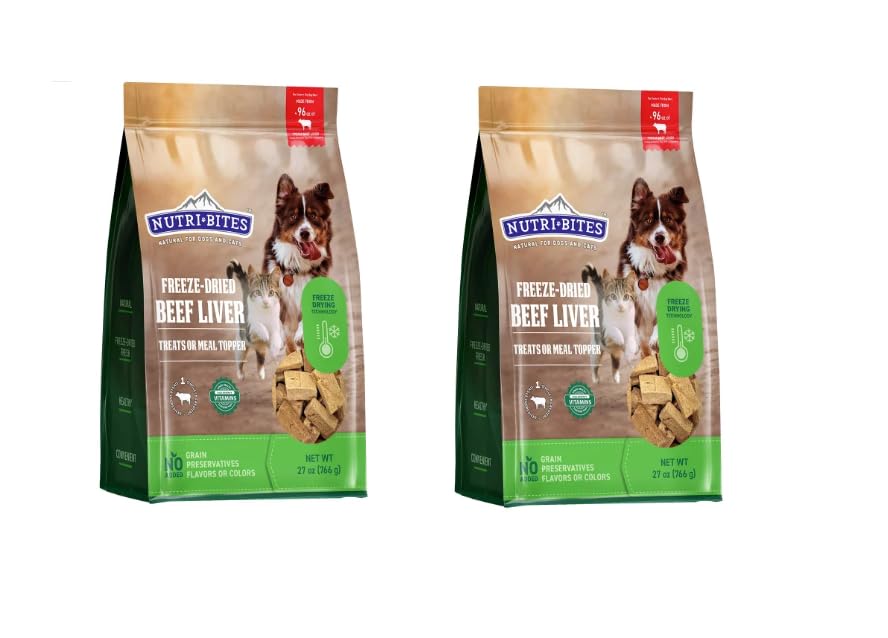 Nutri Bites beef liver treats in a resealable bag offer convenient training rewards.