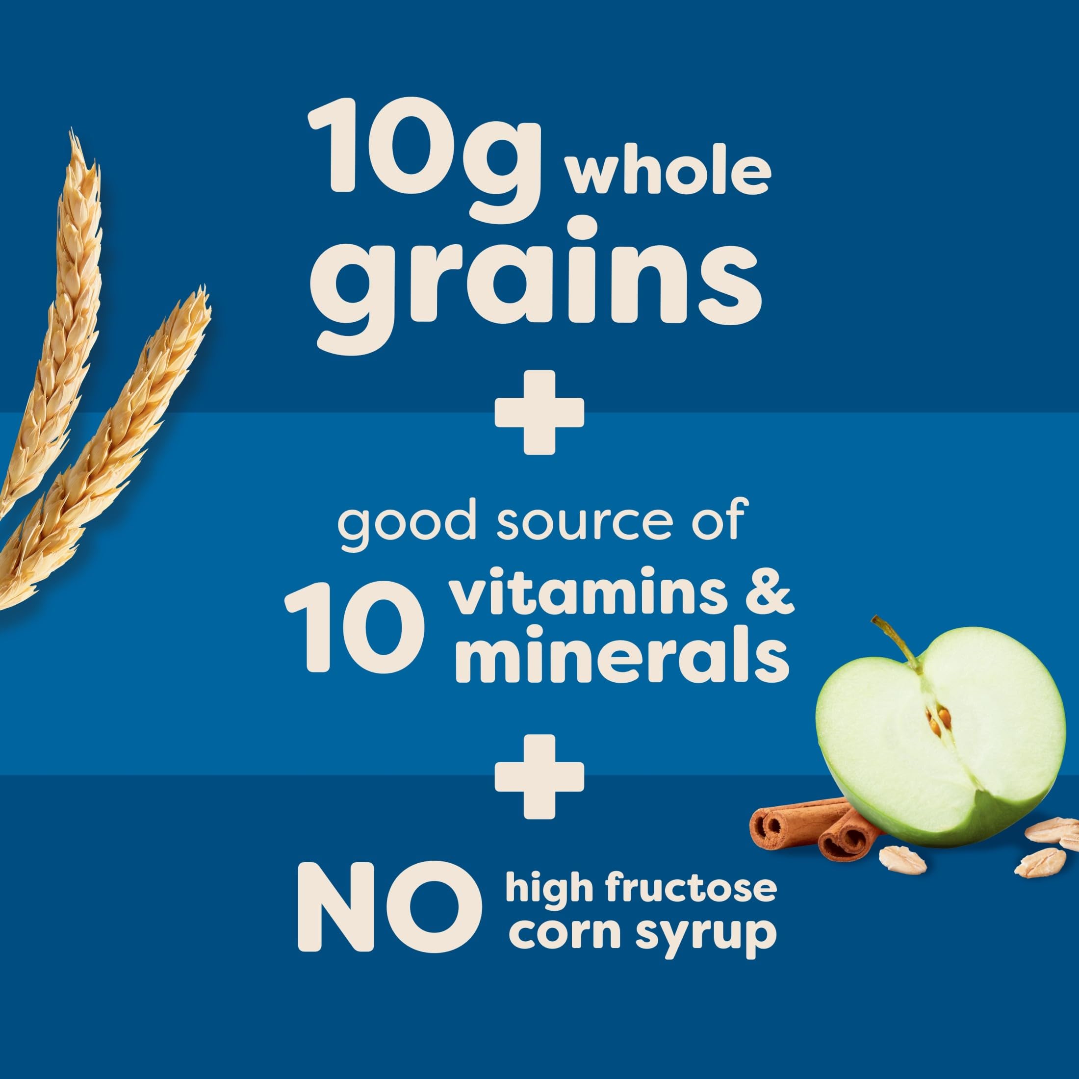 Nutri-Grain Apple Cinnamon bars emphasize calcium and iron content.