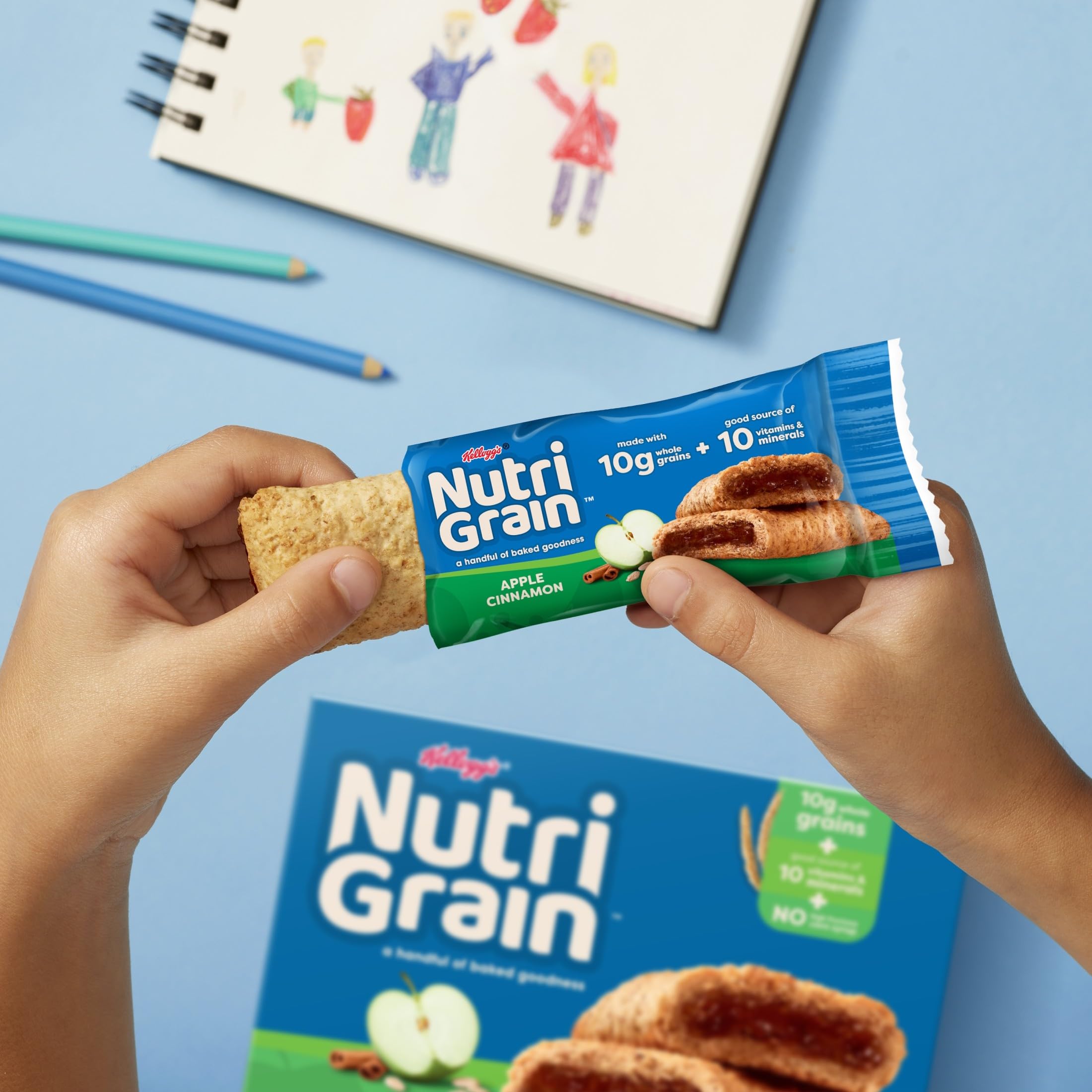 Nutri-Grain Apple Cinnamon bars tucked in a lunchbox for a snack.