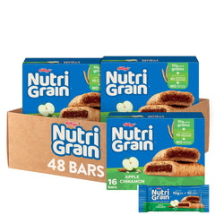 Nutri-Grain Apple Cinnamon bars packaging, ideal for on-the-go breakfasts.