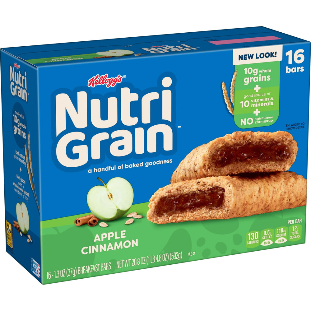 Nutri-Grain Apple Cinnamon bars stored in pantry, ready to grab.
