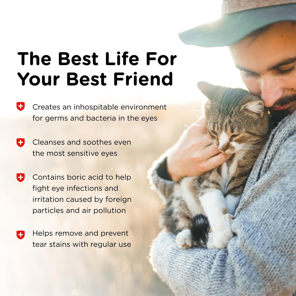 Label details show kitten-safe usage for Nutri-Vet Cat Eye Rinse.