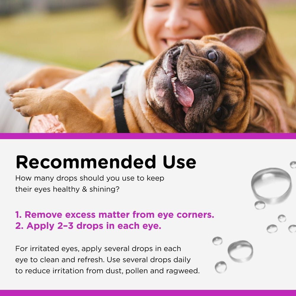 Nutri-Vet Eye Rinse helps reduce tear stains on light-colored dogs