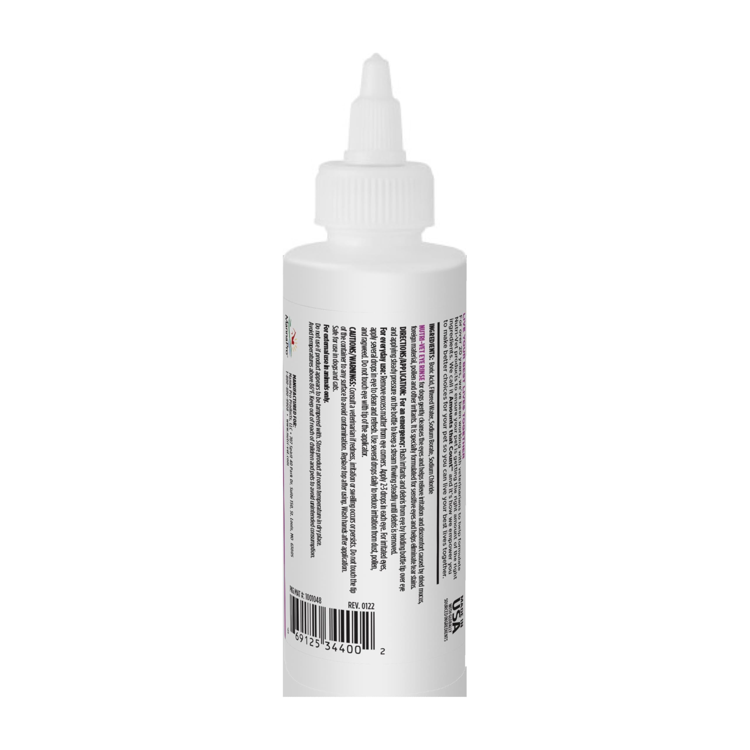 Nutri-Vet Eye Rinse used as a gentle eye wash