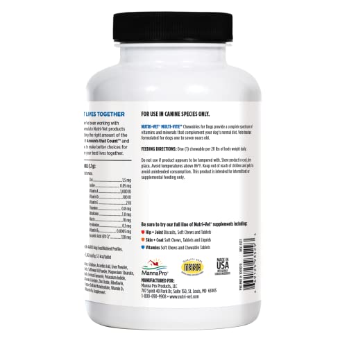 Nutri-Vet Multi-Vite chews on desk suggest easy daily supplement routine