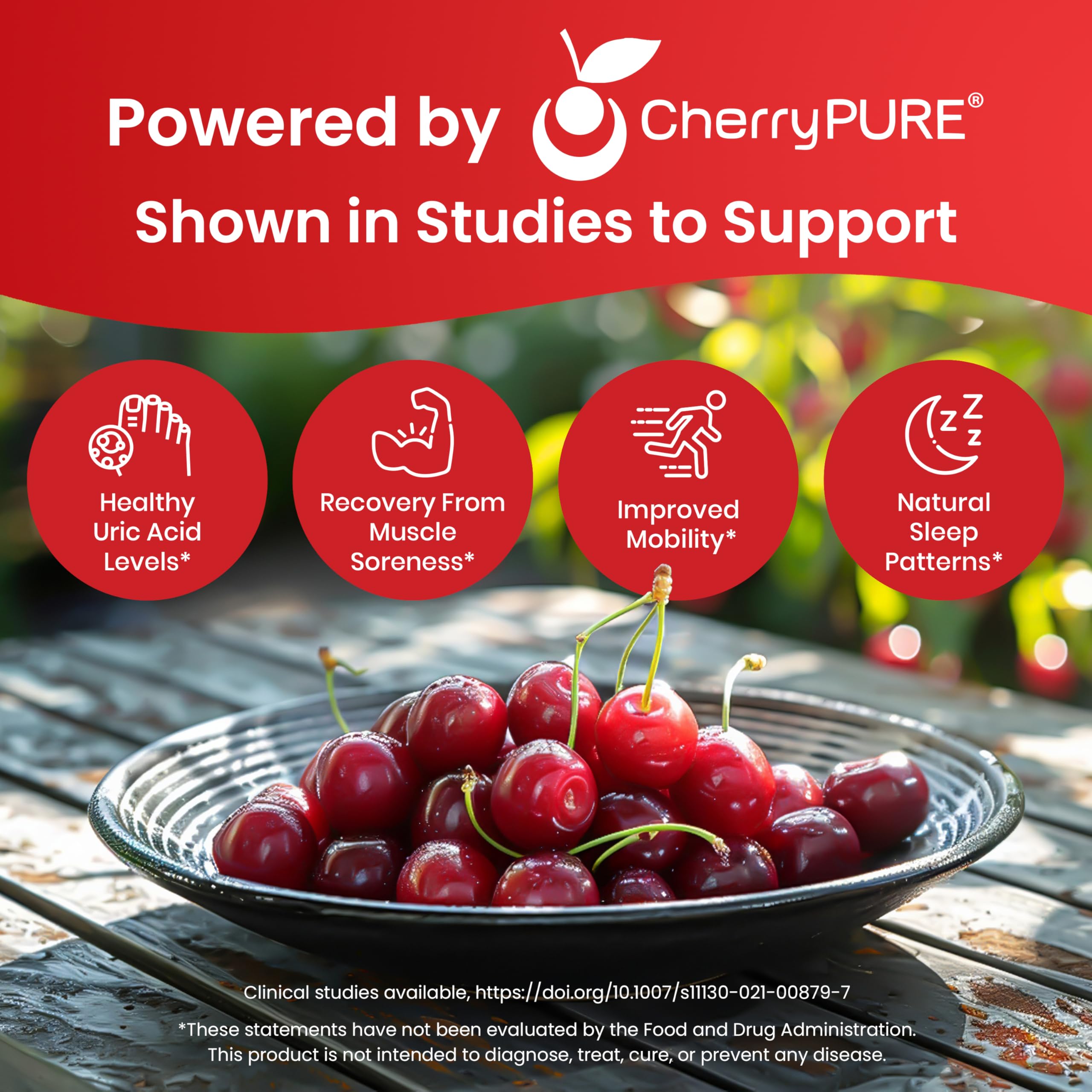 Nutriana tart cherry capsules close-up highlighting cherry extract potency