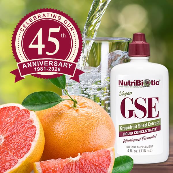 NutriBiotic GSE bottle label highlights vegan and allergen-free features