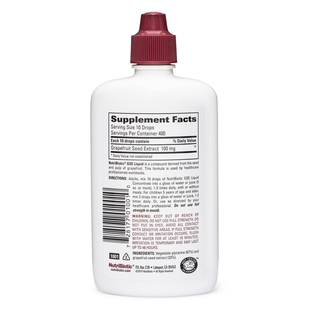 NutriBiotic GSE dropper image, easy to mix with water or juice