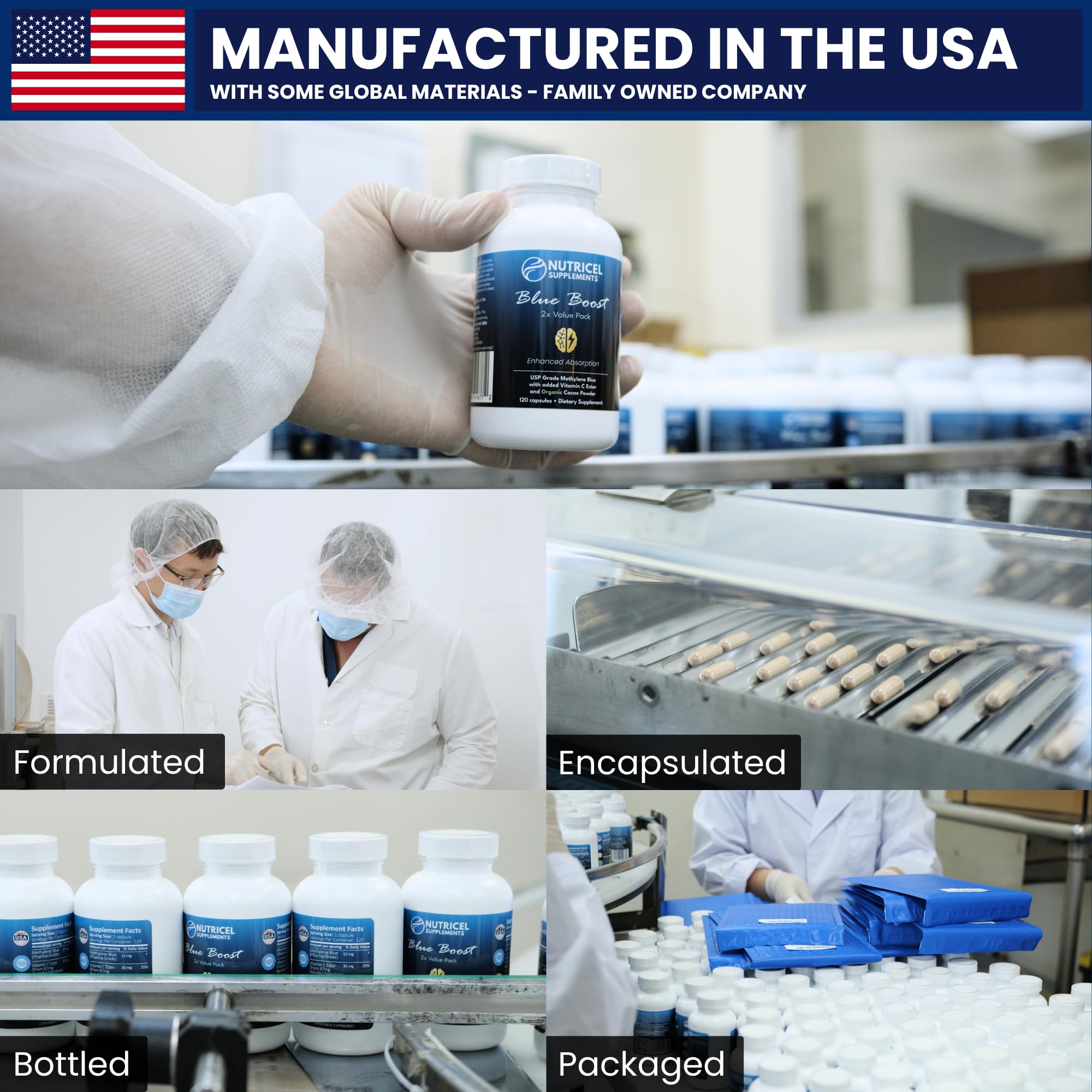 Nutricel Methylene Blue USA-made seal emphasizes domestic production