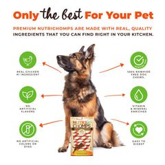 NutriChomps chicken flavor strip detail, enticing aroma for dogs