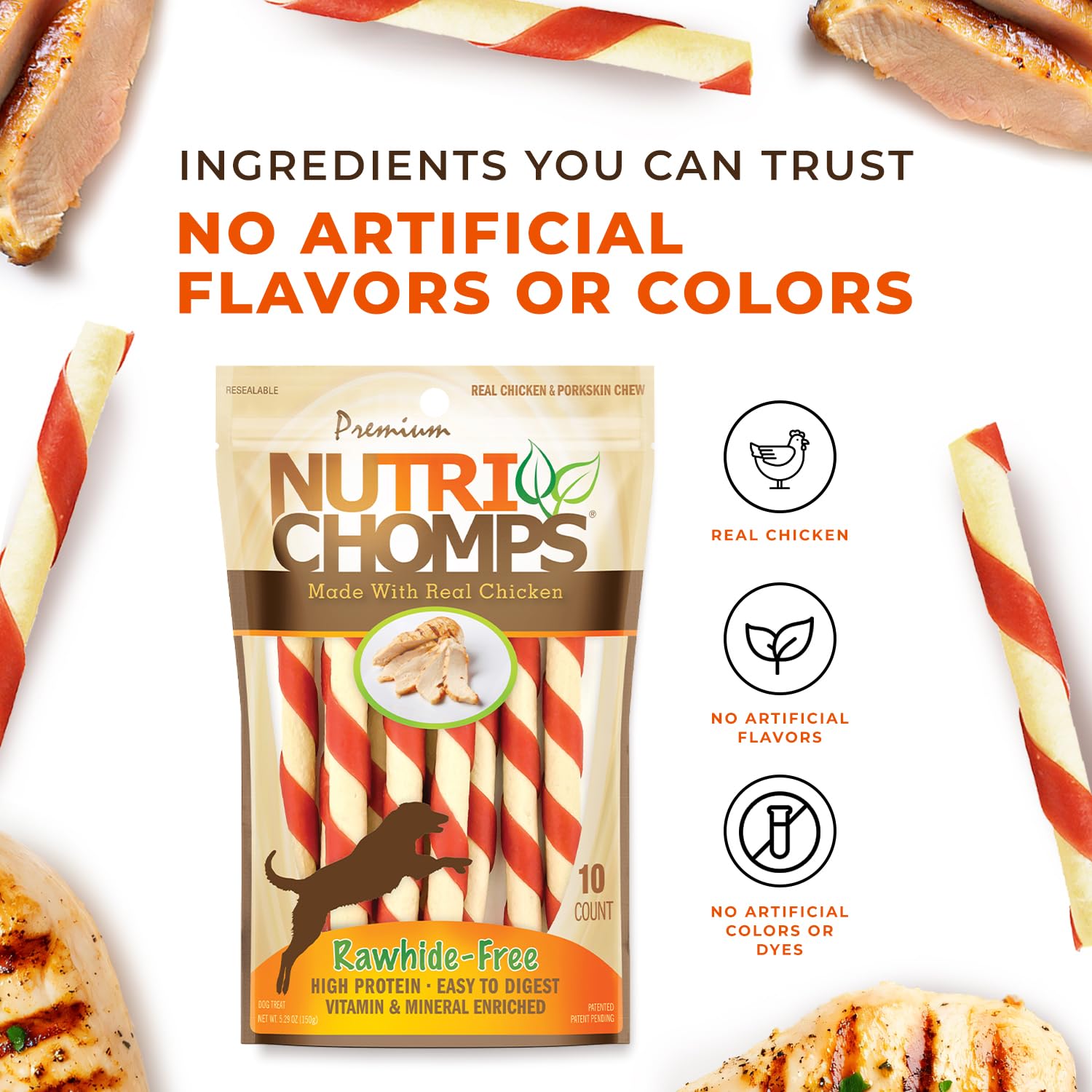 NutriChomps dental hygiene chews promote cleaner teeth