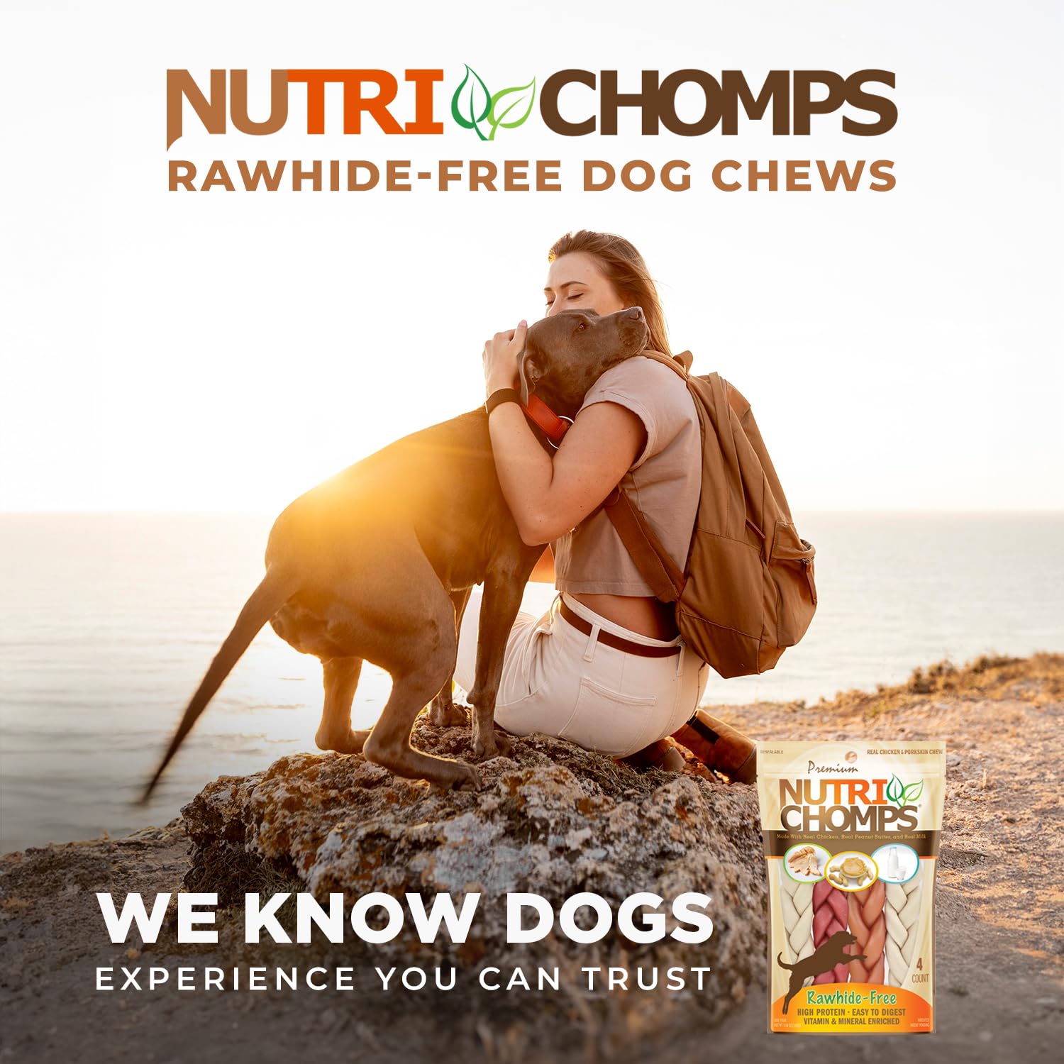 NutriChomps oven-roasted chicken aroma, peanut butter and milk flavors tempting