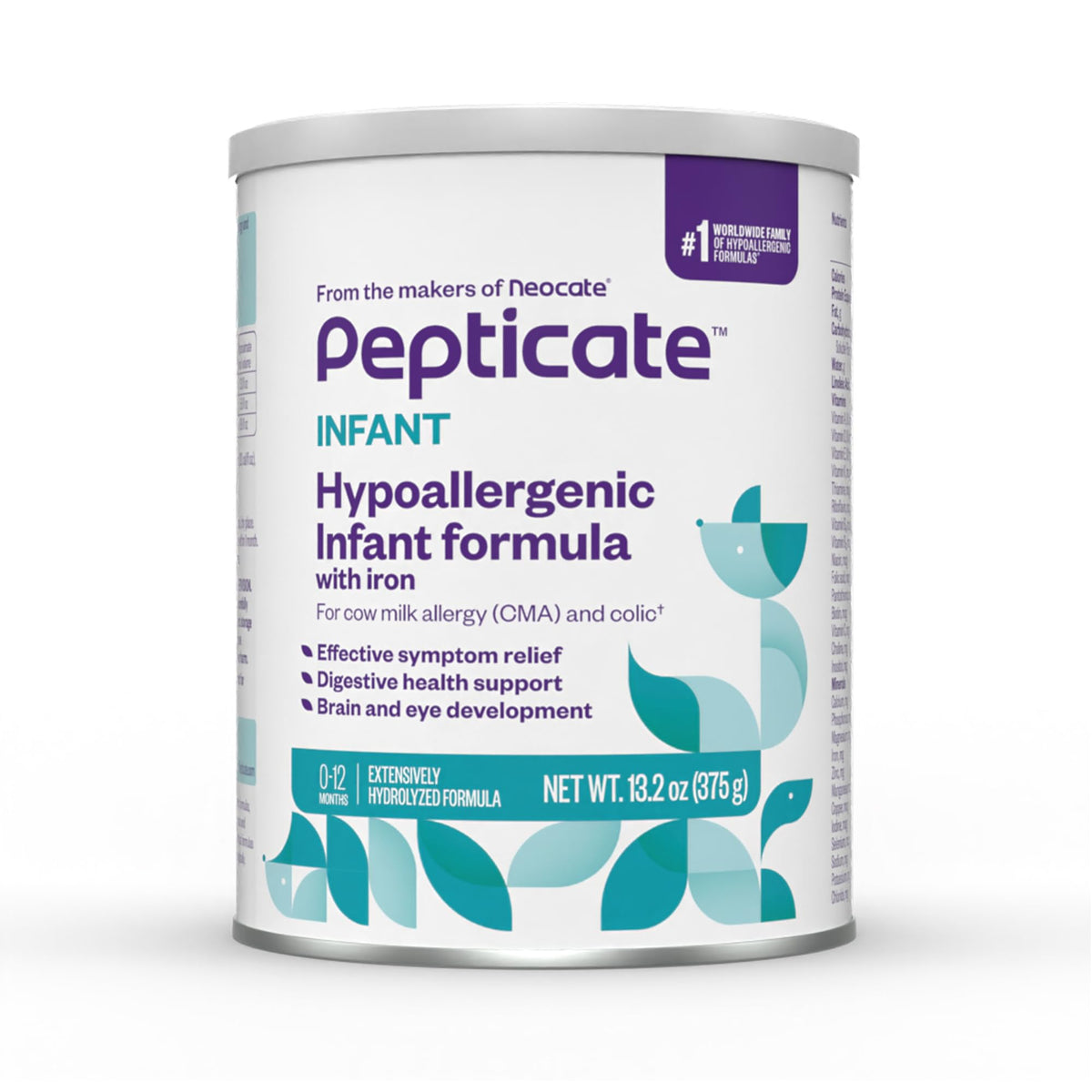 Nutricia Pepticate bottle pour demonstrates easy preparation for CMA-friendly infant feeding.