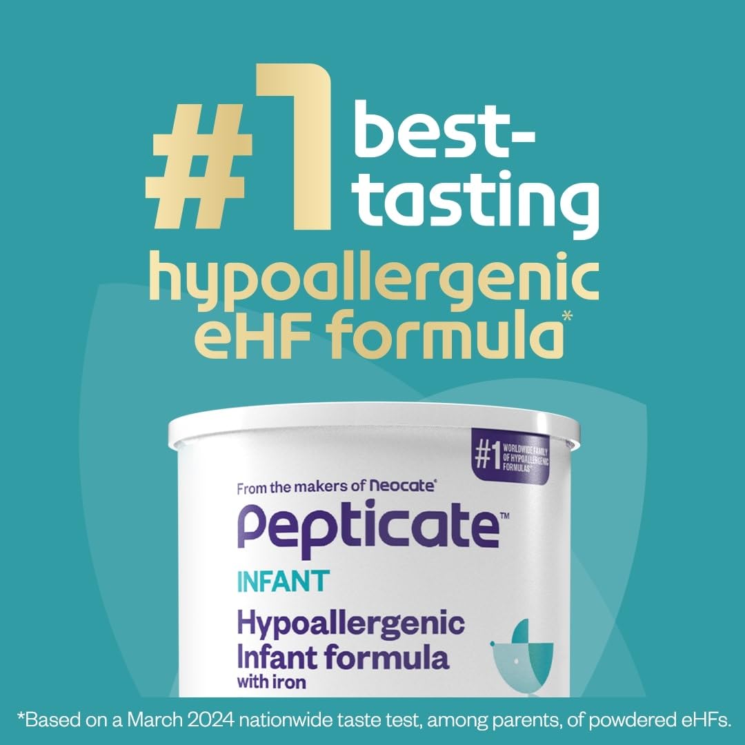 Pepticate powder tub ready for easy, ready-to-prepare hypoallergenic feeding