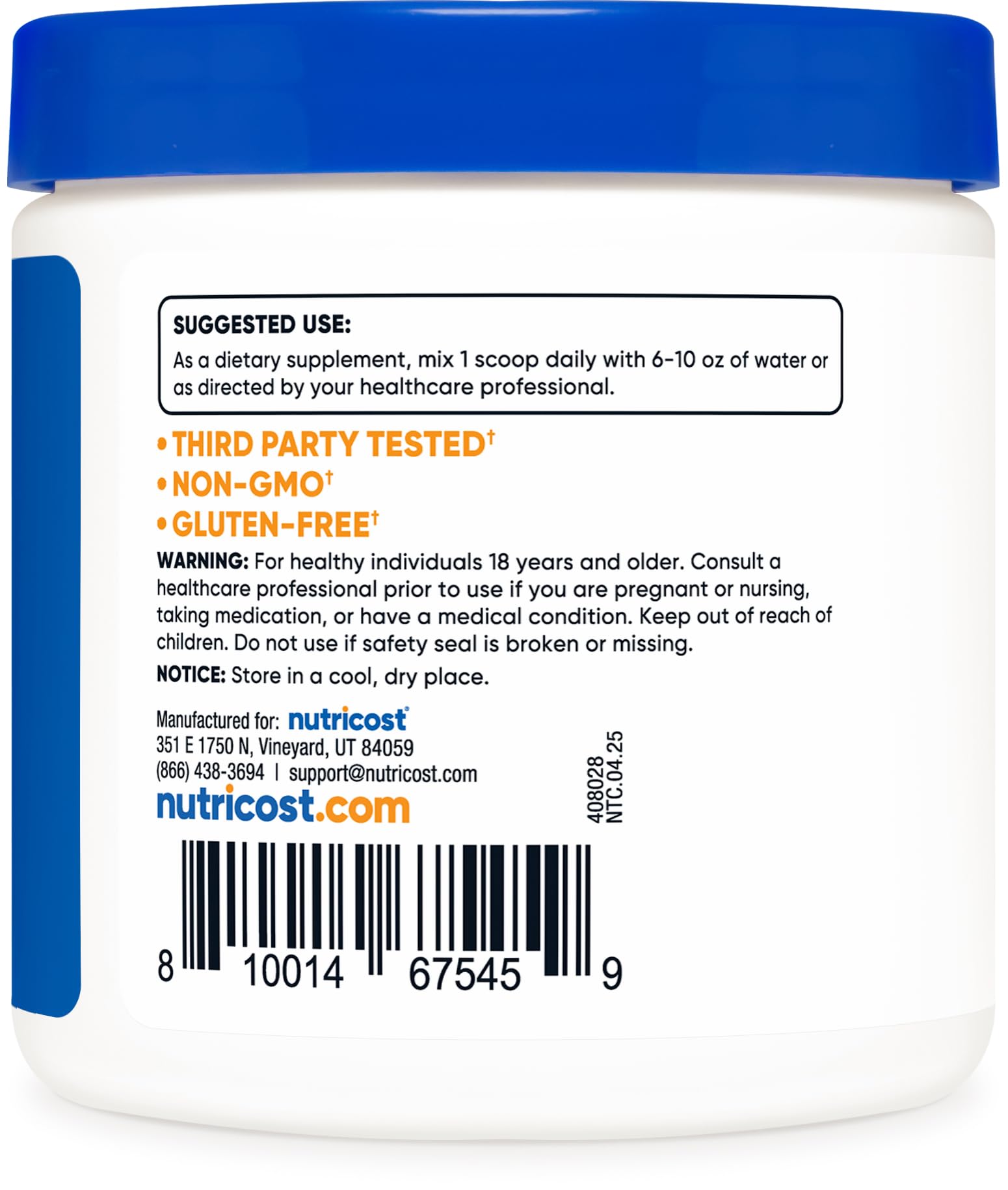 Nutricost Acetyl L-Carnitine HCI scoop in glass for easy mixing.