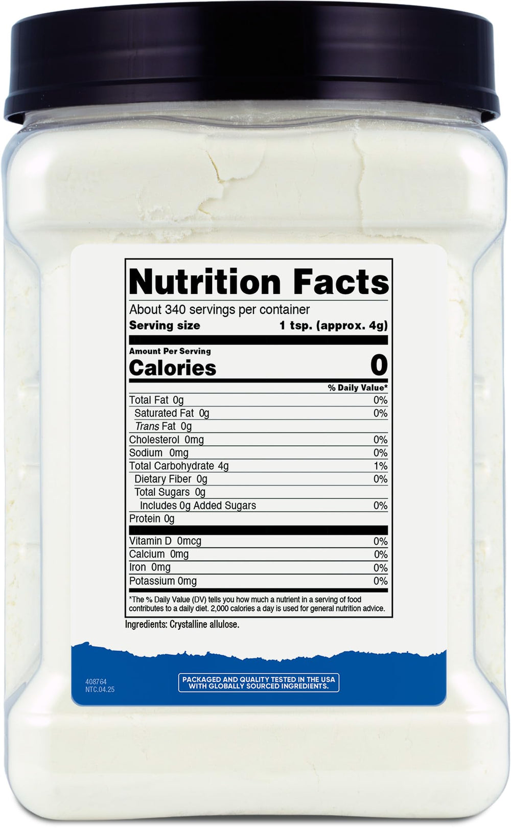 Nutricost Allulose measuring scoop shows 1:1.3 replacement ratio for sugar.