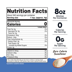 Nutricost Allulose crystals pour into a glass to sweeten beverages naturally.