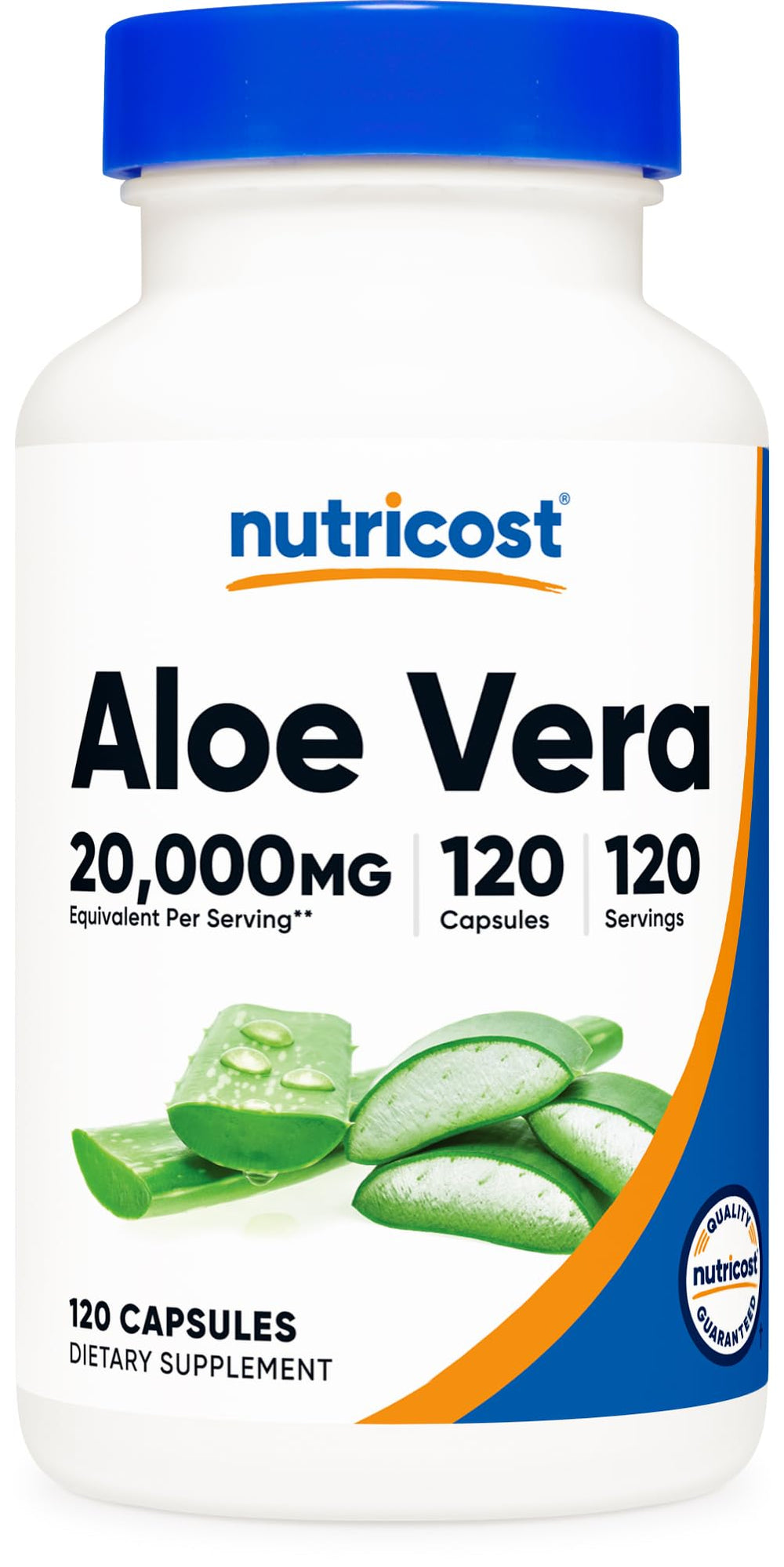 Nutricost Aloe Vera Extract bottle front shows convenient daily wellness support.
