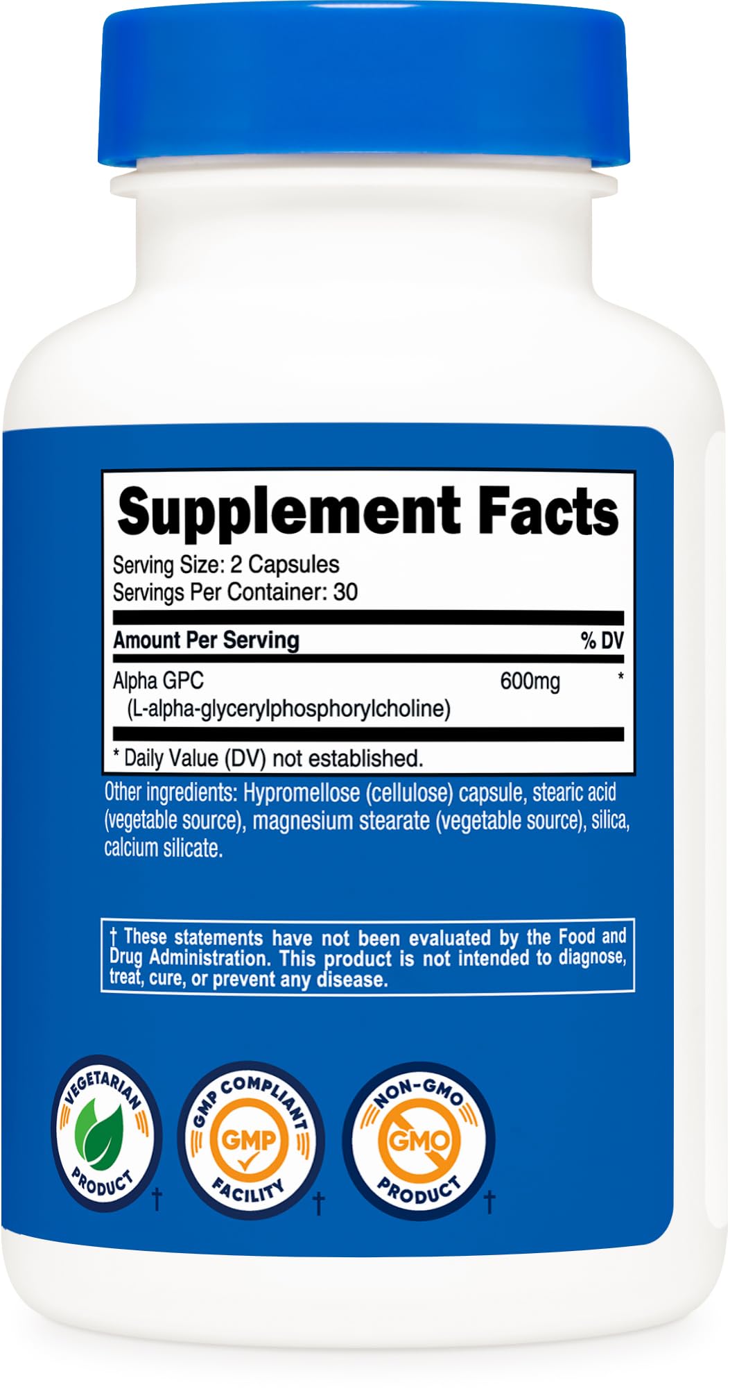 Nutricost Alpha GPC 600mg packaging demonstrates quality and transparency.