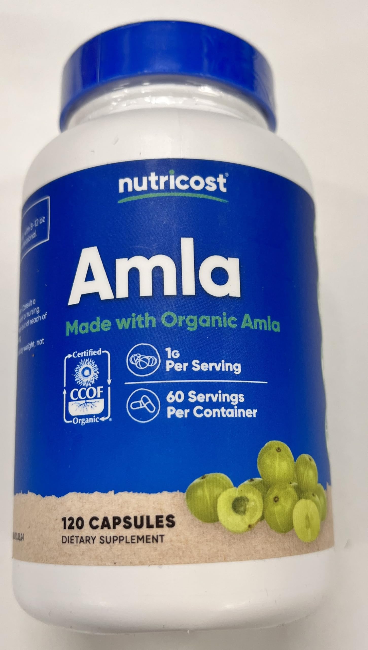 Nutricost amla ingredient label shows 1000mg per serving for transparency