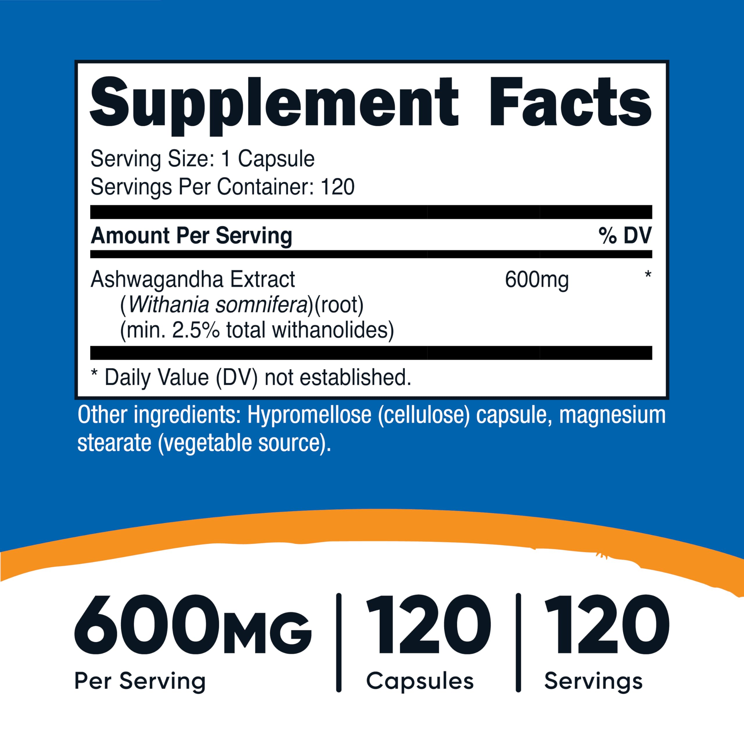 Close-up of Nutricost Ashwagandha capsules for convenient daily support.