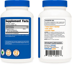 Serving size visual showing 120 capsules per bottle.