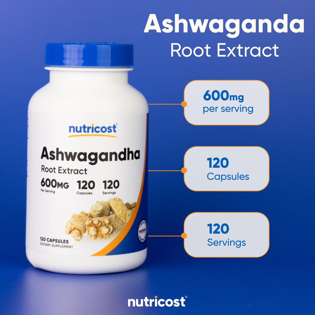 Vegetarian-friendly Nutricost Ashwagandha symbol indicating plant-based capsules.