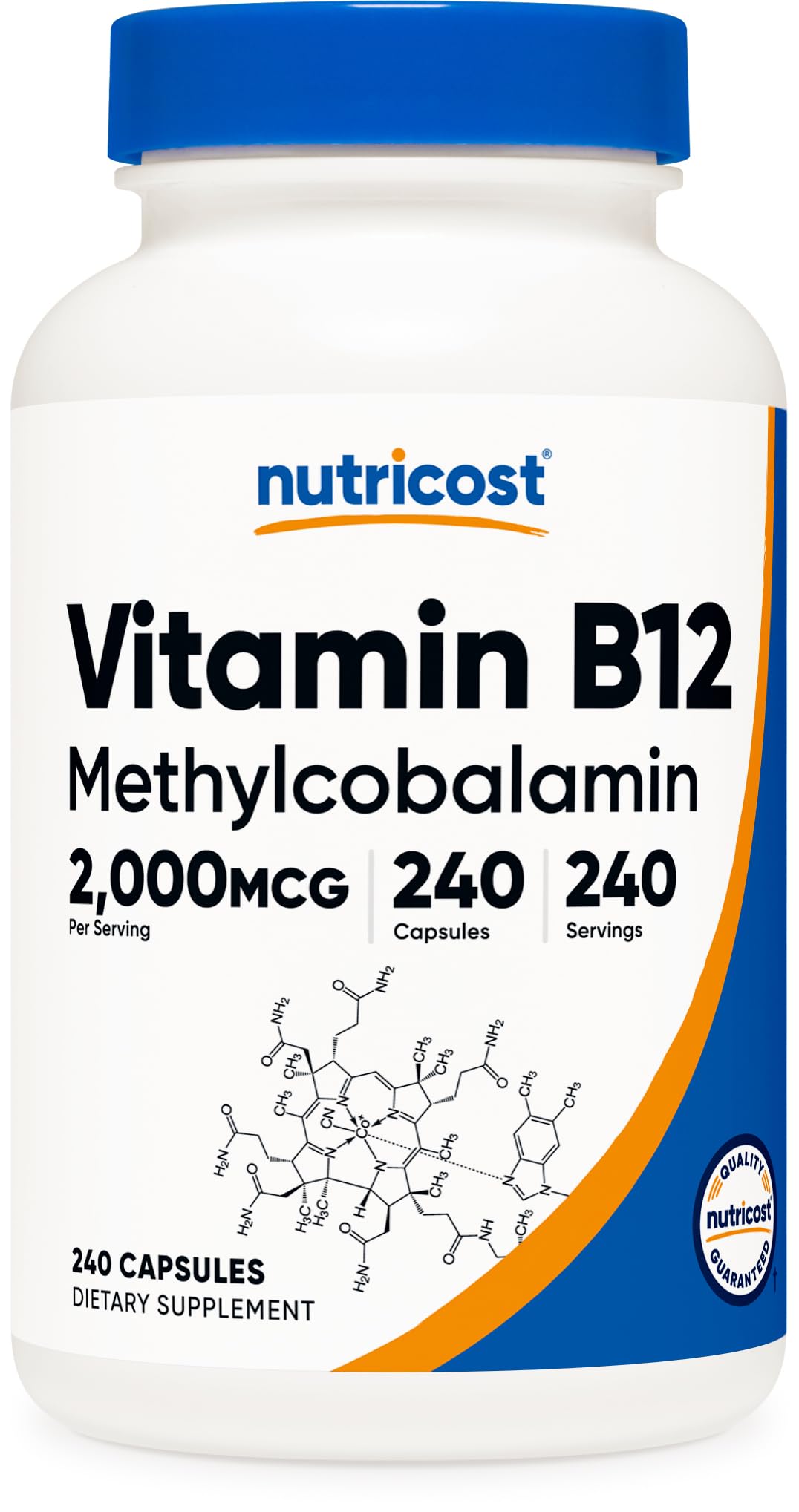 Nutricost B12 2000mcg bottle front for daily energy support