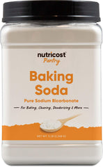 Nutricost Baking Soda 5lbs bottle for versatile cooking, cleaning, and deodorizing.