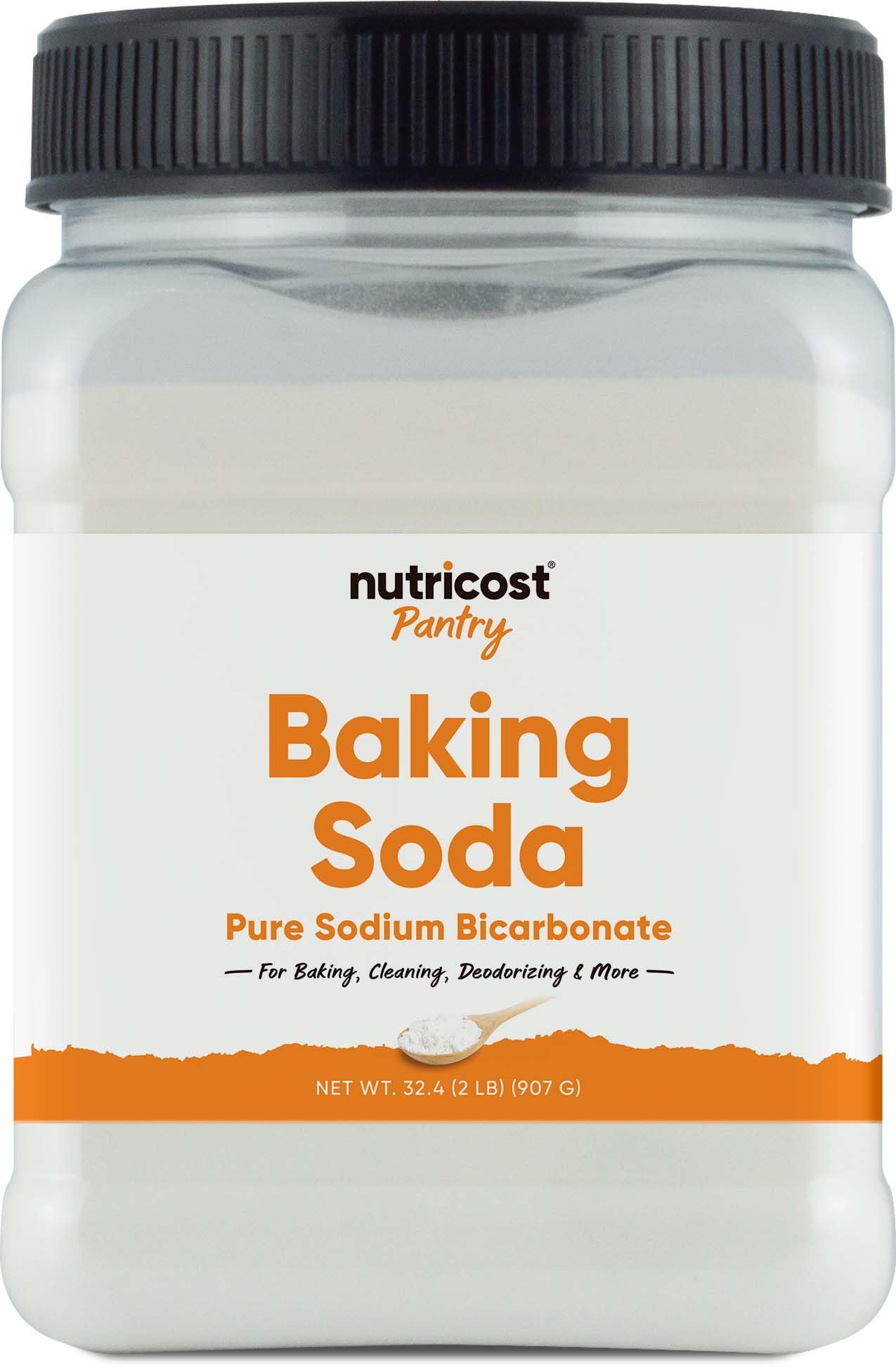 Nutricost Baking Soda bottle front showing pantry staple for baking and deodorizing