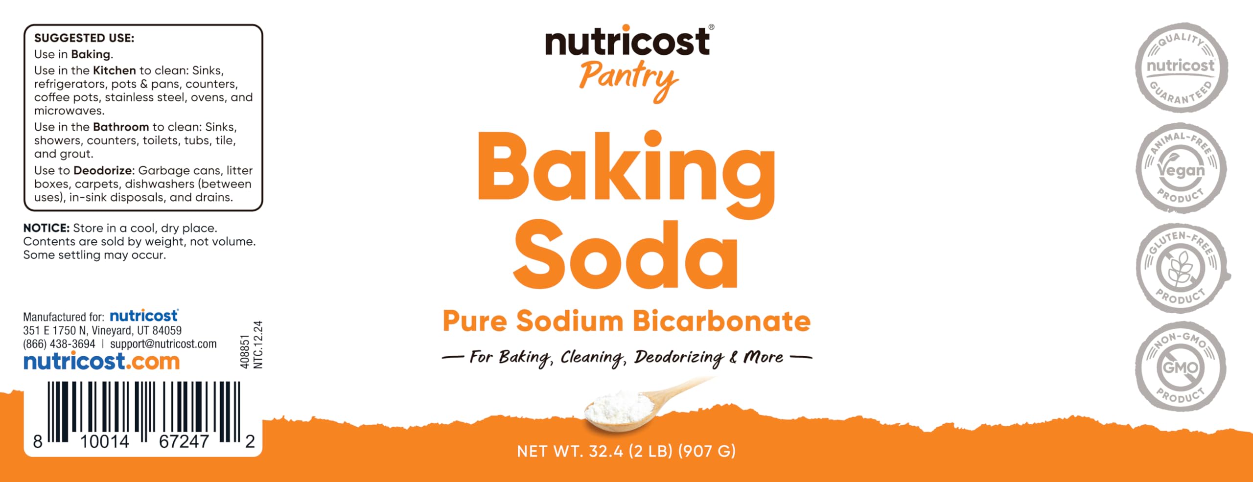 Nutricost Baking Soda home-deodorizing versatile use for carpets and trash areas