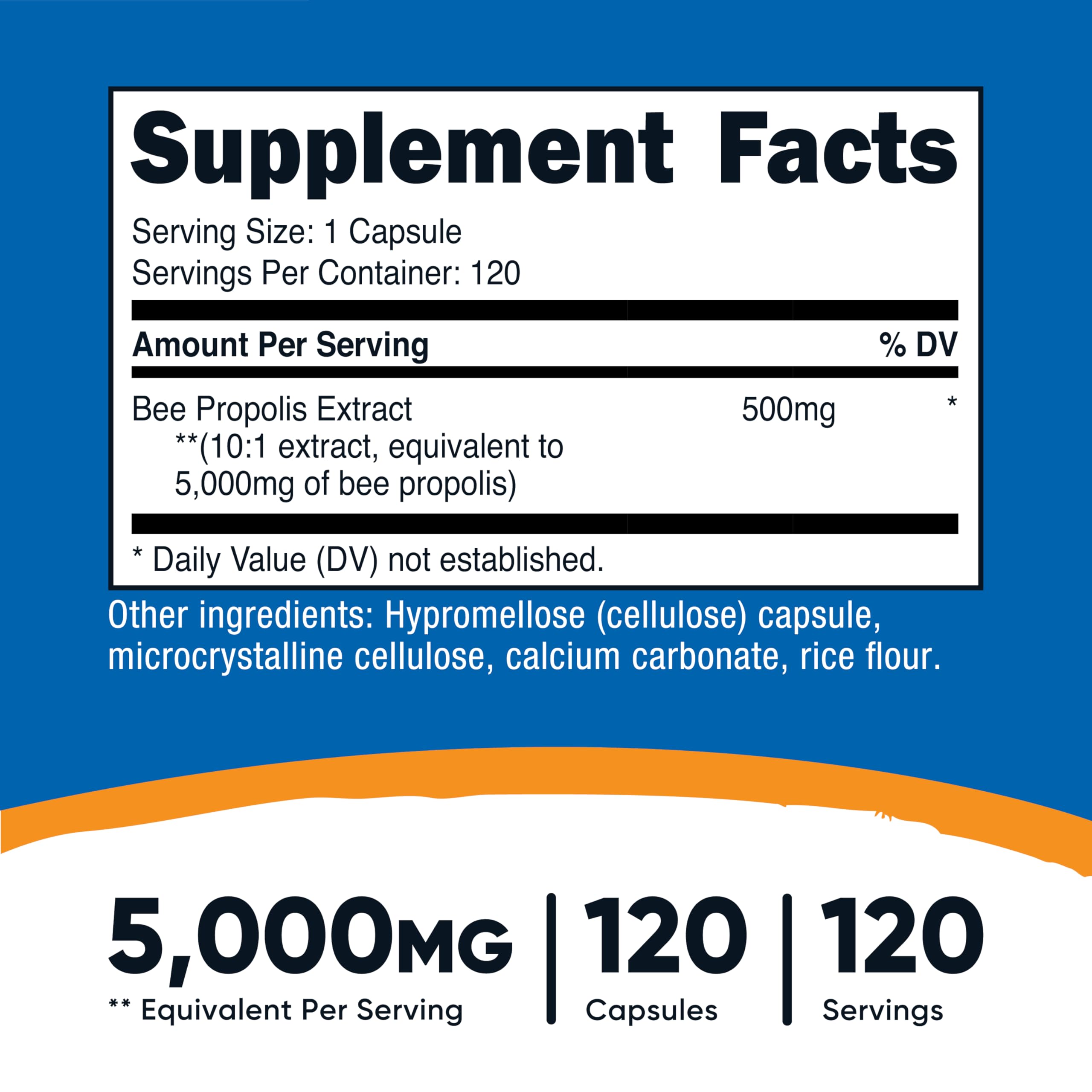 Nutricost Bee Propolis Extract label close-up highlighting potency