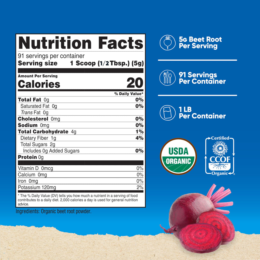 Nutricost beet root powder serving scoop for easy daily dosing