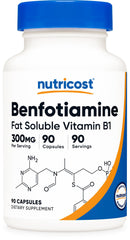 Nutricost Benfotiamine 300mg bottle front view for everyday use