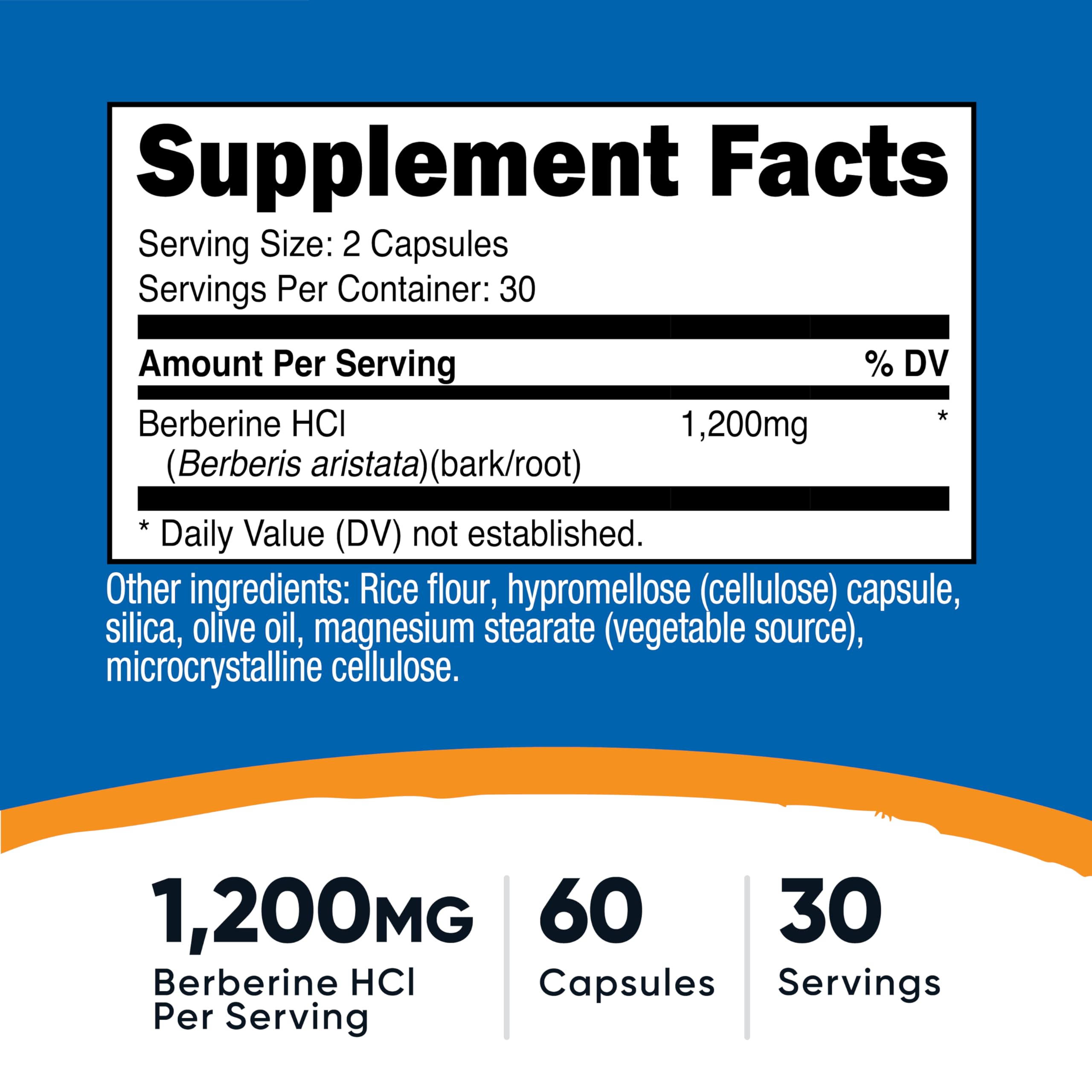 Close-up of Nutricost Berberine HCl capsules for easy daily use.