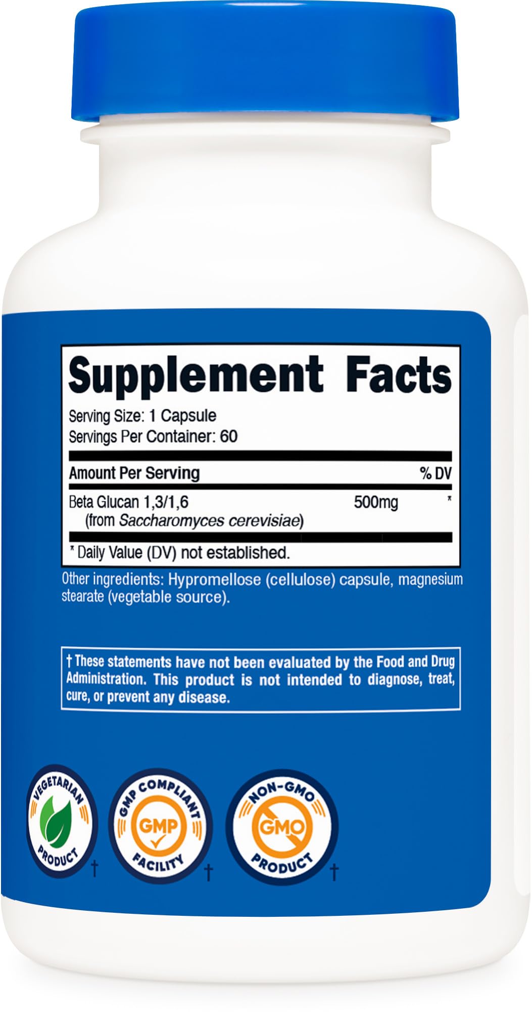 Nutricost Beta Glucan ingredients panel indicating quality and purity