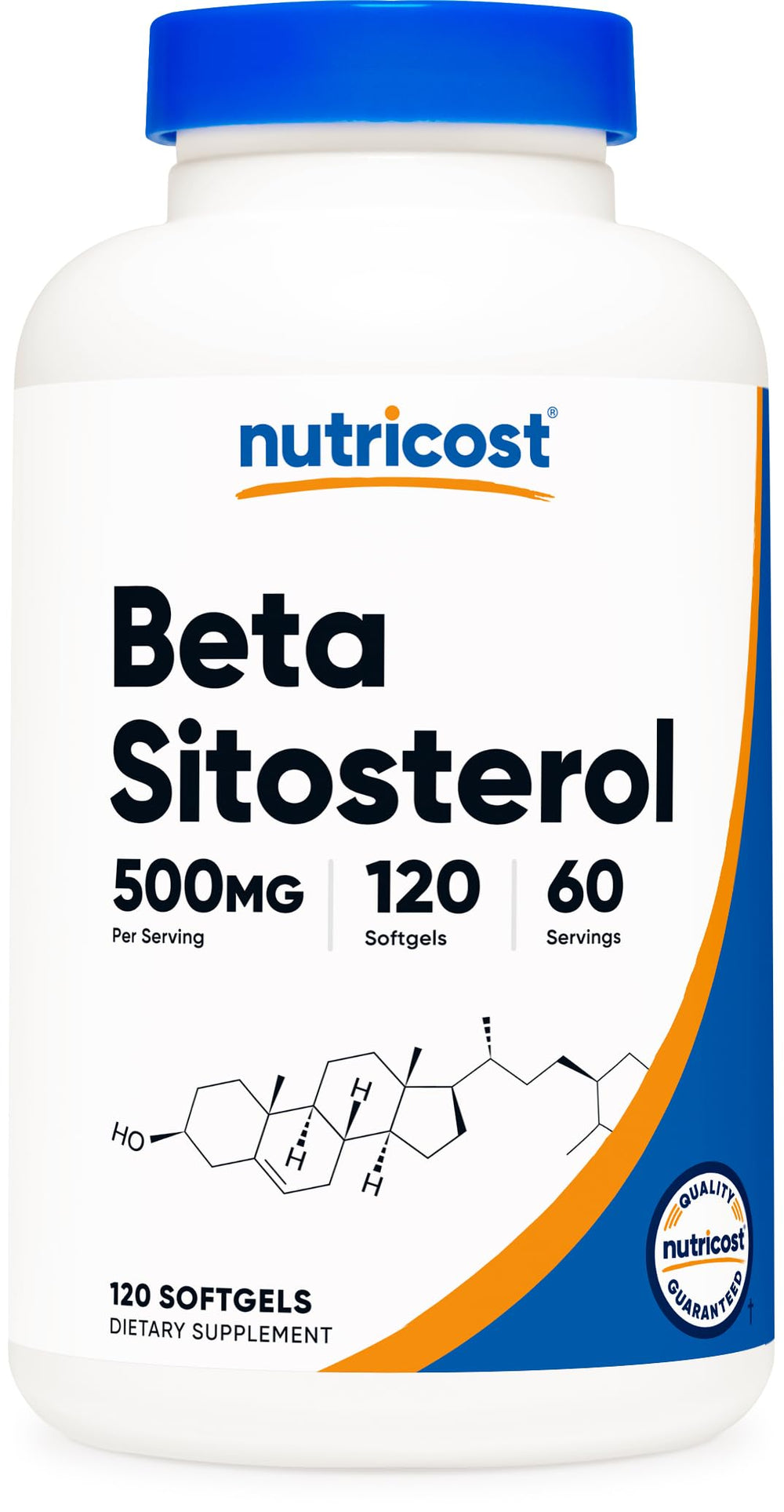 Nutricost Beta Sitosterol softgel bottle showcasing 500 mg per serving for daily wellness.