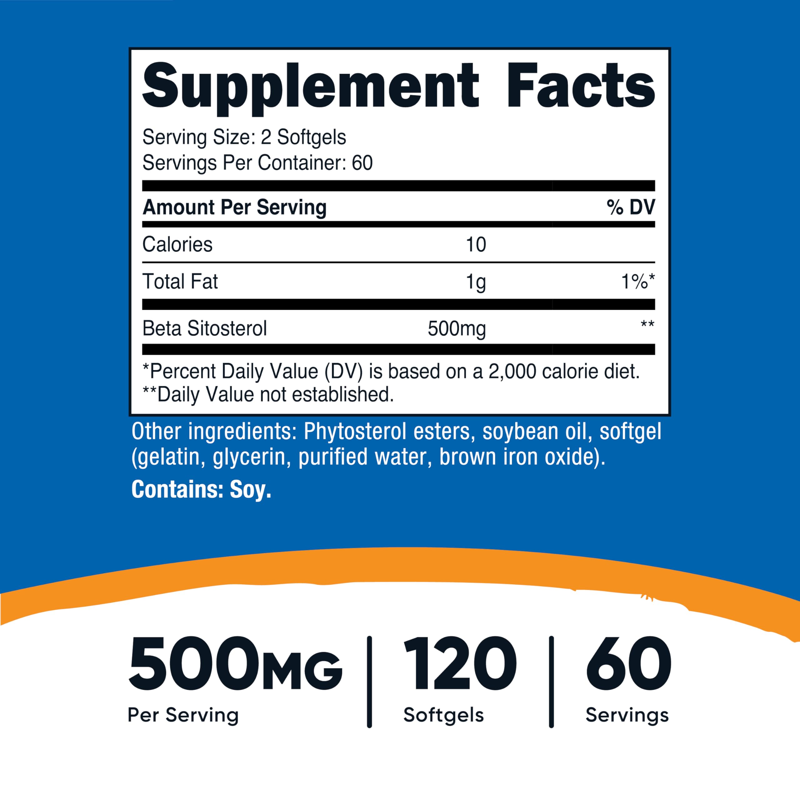 Close-up of Nutricost Beta Sitosterol softgels designed for easy daily use.