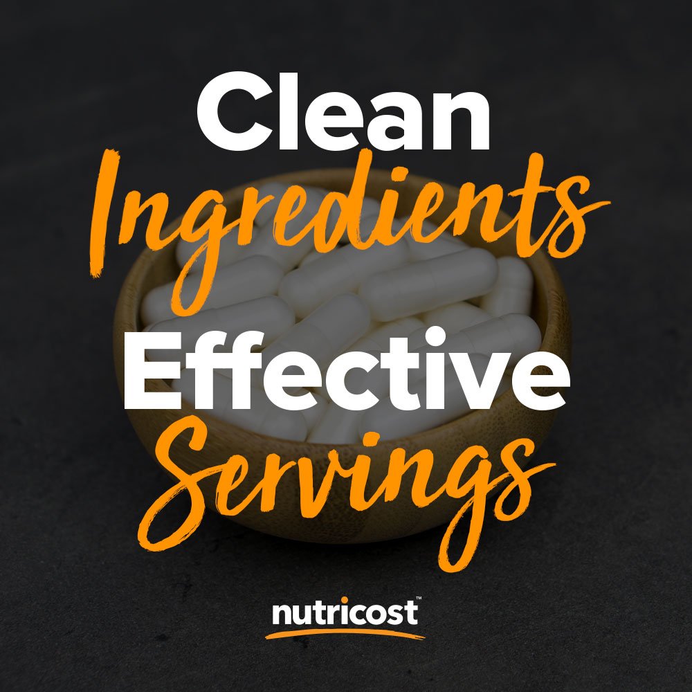 Nutricost Betaine HCl Pepsin bottle; soy-free feature emphasized.