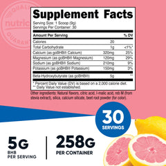 Nutricost BHB Salts Drink Mix Strawberry Lemonade in glass for quick, energizing hydration.