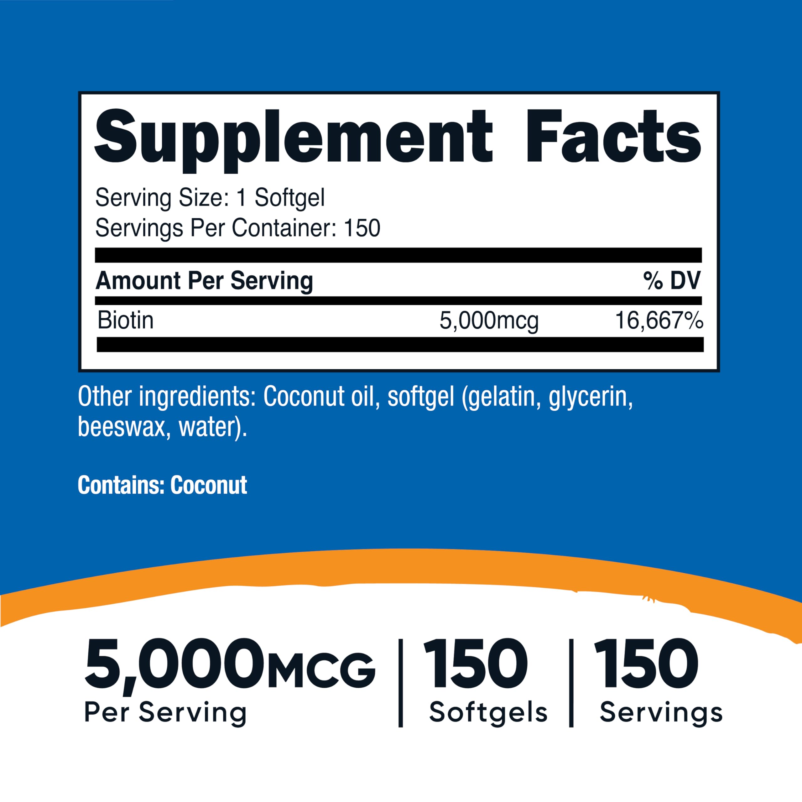 Nutricost Biotin 5000mcg softgel capsules for convenient daily wellness support