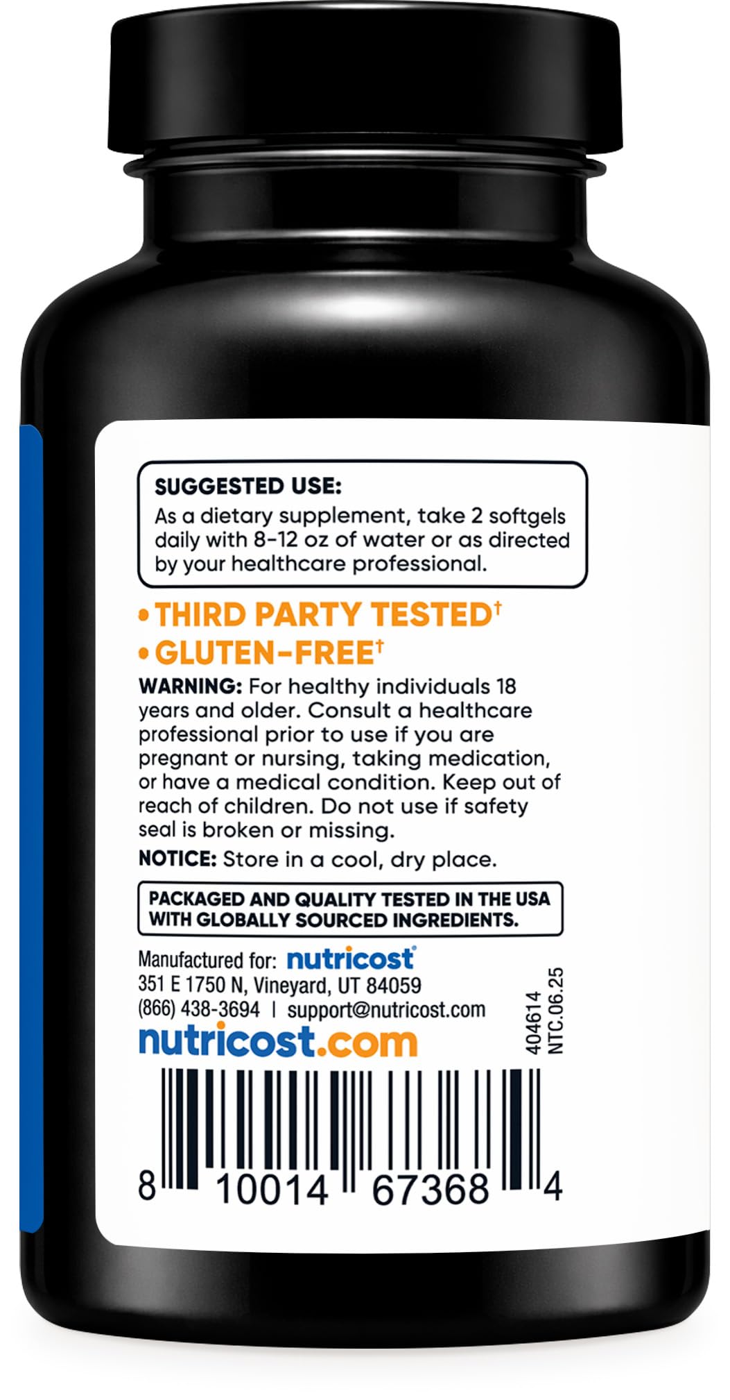 Nutricost Black Seed Oil bottle top view highlighting convenient capsules