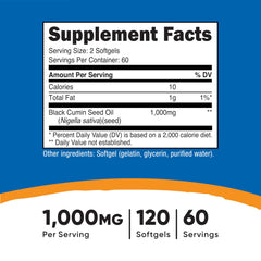 Nutricost Black Seed Oil softgels close-up showing 500mg per capsule
