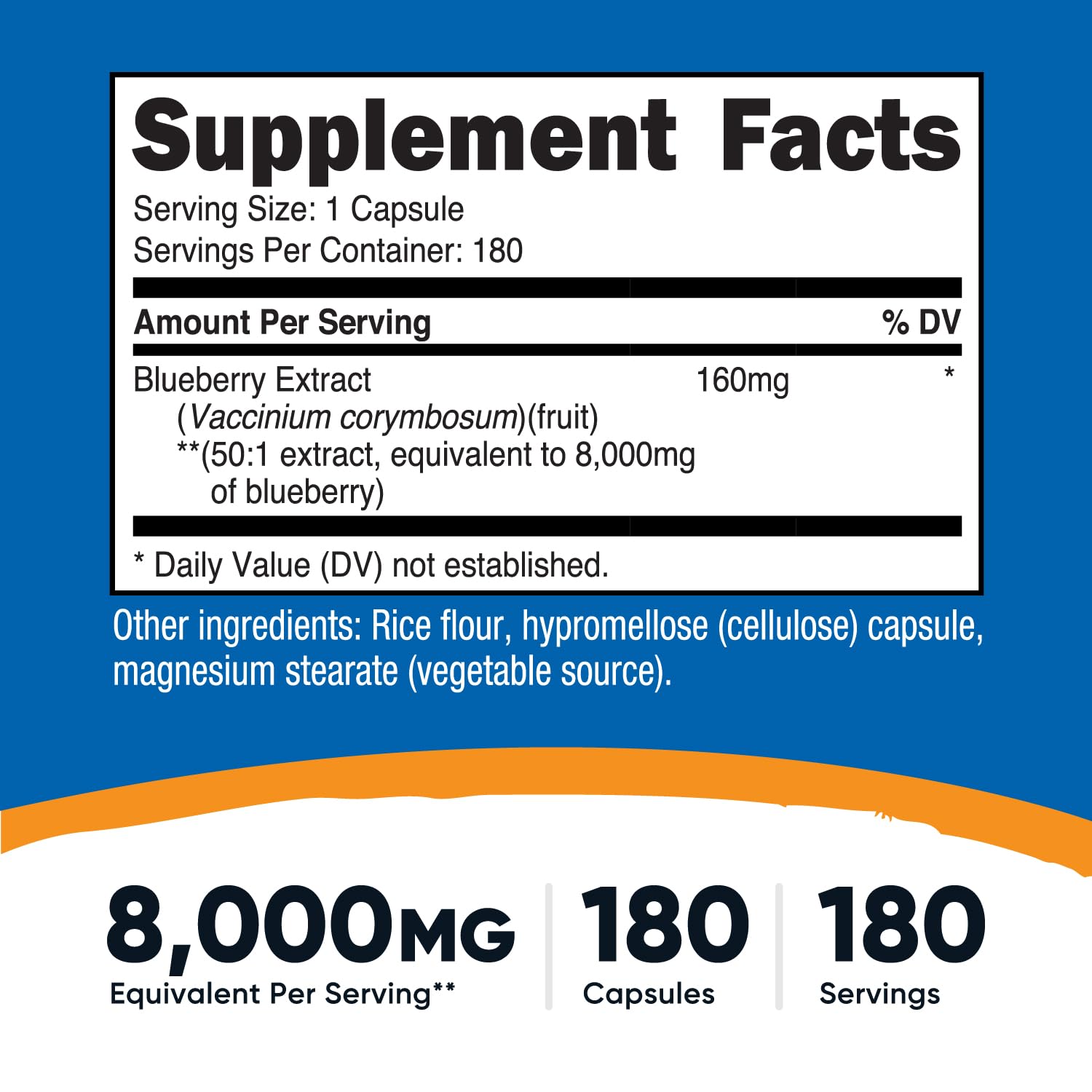 Nutricost Blueberry Extract capsules easy to swallow daily.