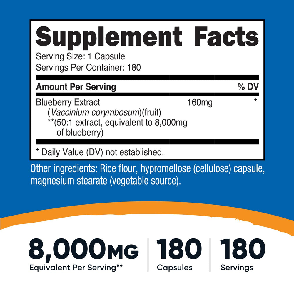 Nutricost Blueberry Extract capsules easy to swallow daily.